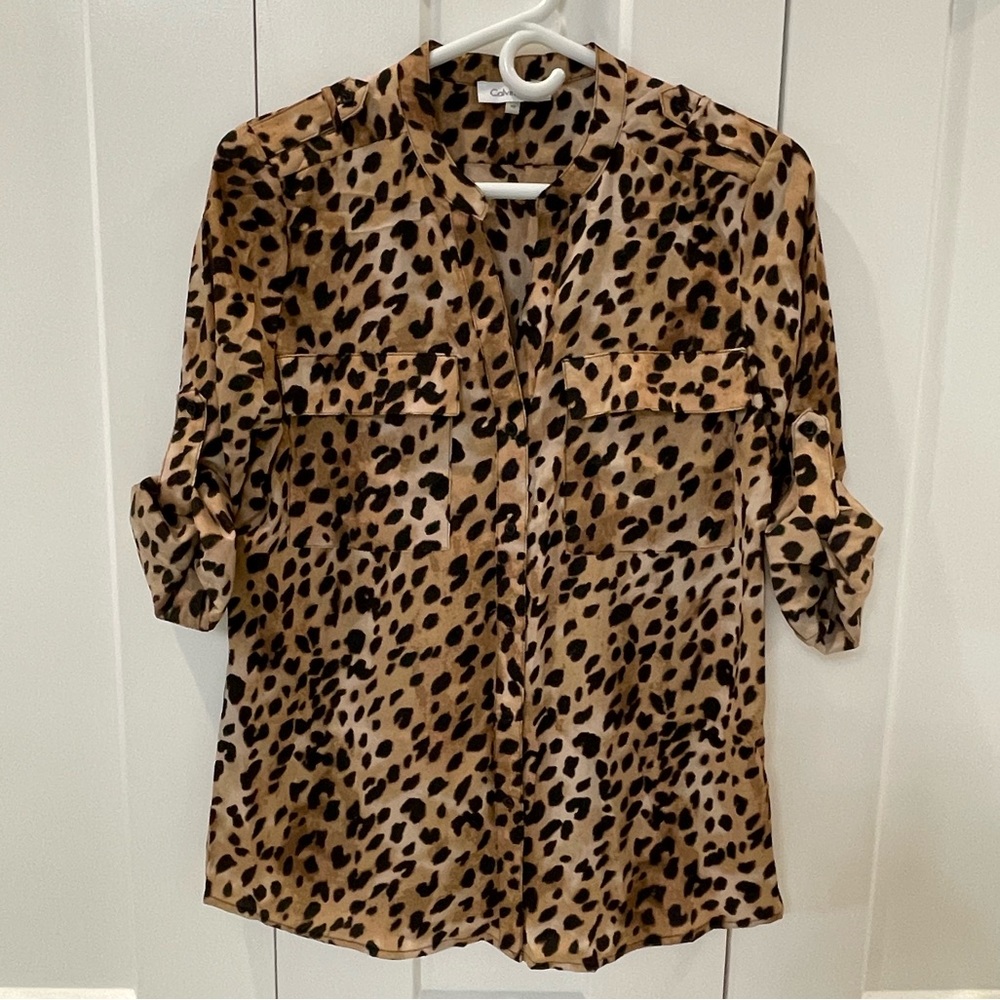 Calvin Klein leopard print blouse size XS